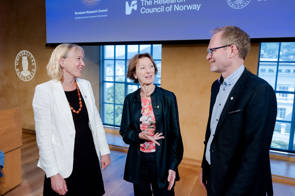 Rector Margareth Hagen, University of Bergen, Maria Leptin, President, European Research Council, and Oddmund Hoel, Minister of Research and Higher Education in Norway at the ERC seminar in Bergen. 